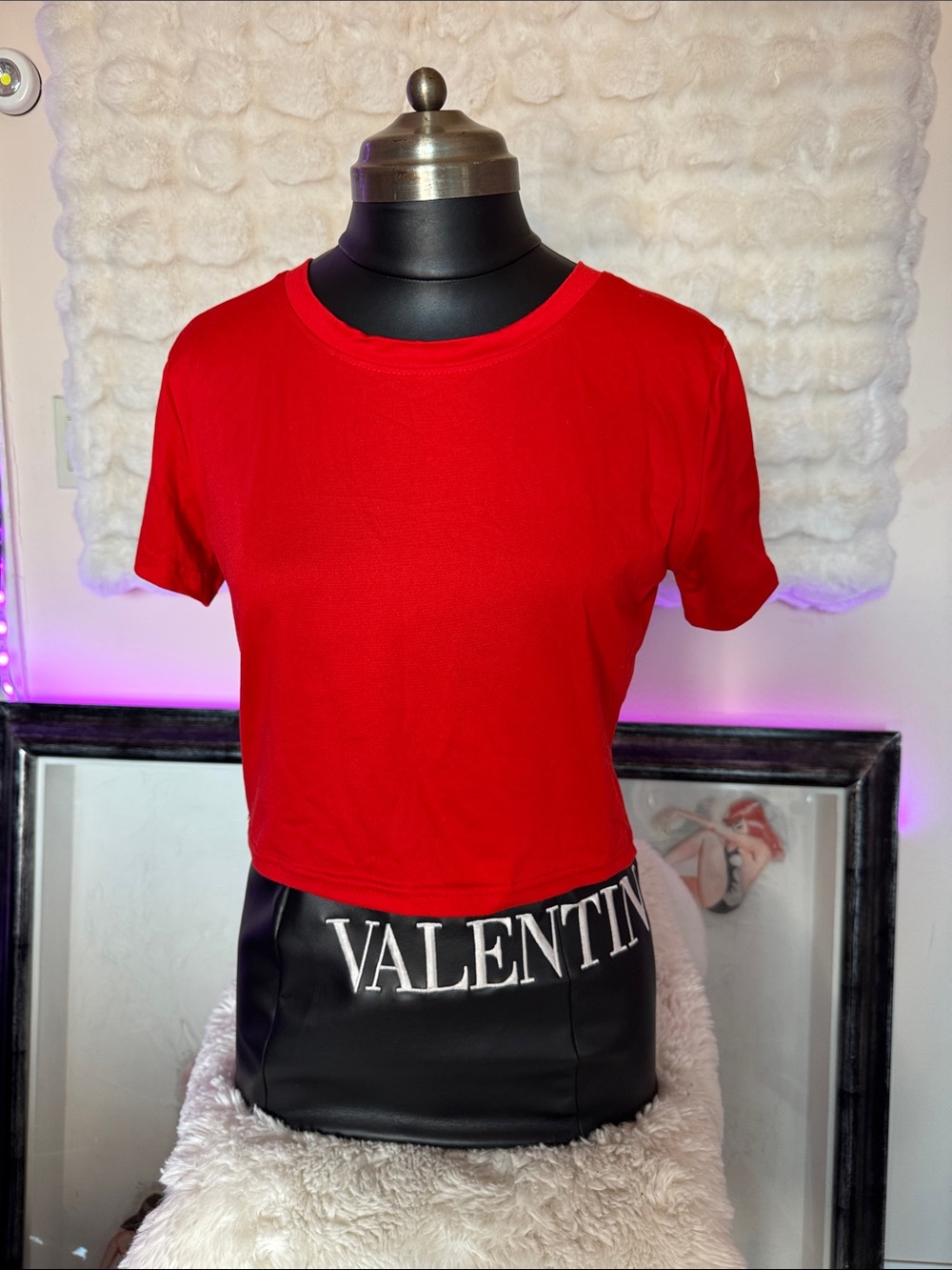 Source Unknown Bright Red Cropped Crew Neck Tee